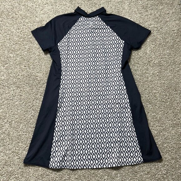 Jofit Womens XL Navy & White Diamond Print Golf Dress W/ Zipper & Pockets - Picture 3 of 10